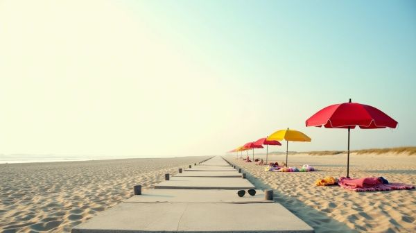 Location de parasols déportés avec dalles de lestage